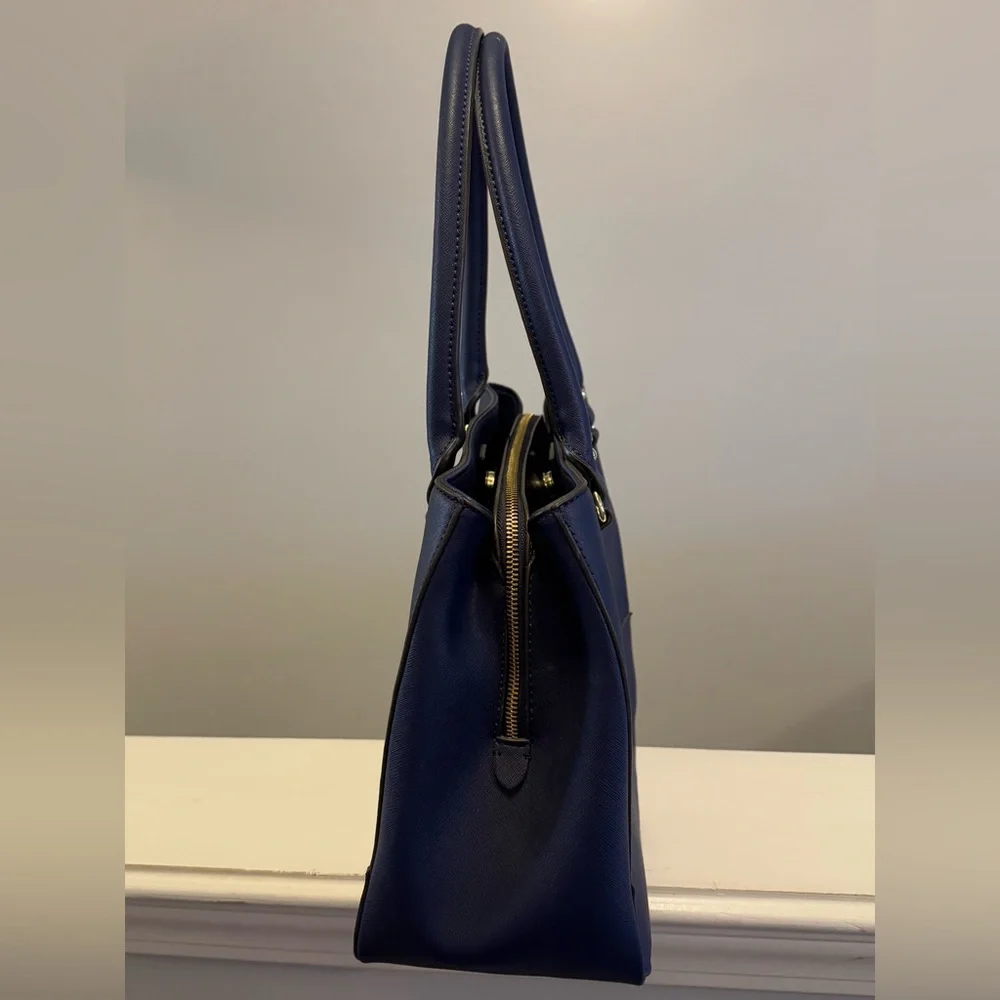 Anne Klein “Black New Recruits” blue  Large Structured Satchel Women Handbag - Picture 3 of 10